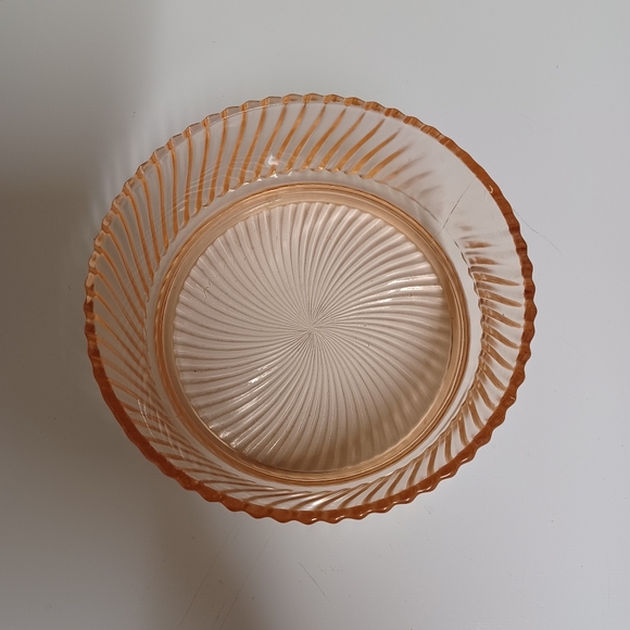 VINTAGE PINK DEPRESSION GLASS SWIRL DESIGN CANDY DISH BOWL - Picture 3 of 4